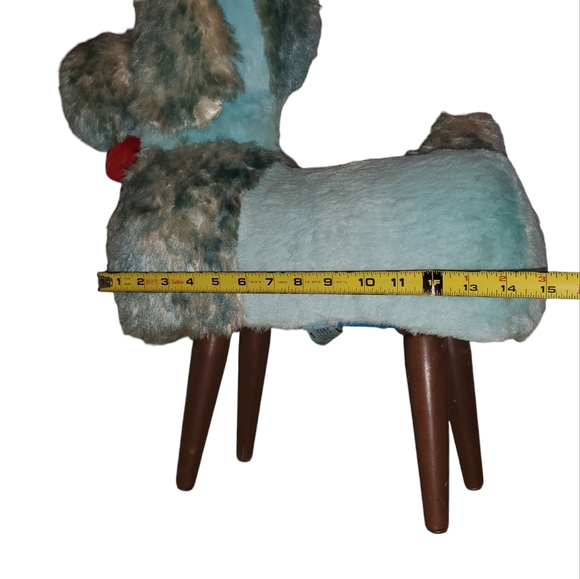 Amazing vintage plush blue poodle/childs chair with wooden legs. 22" high - Picture 12 of 14